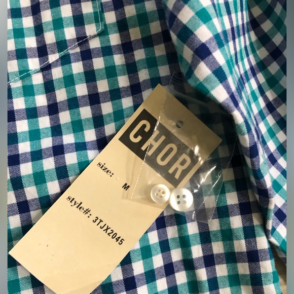 NWT Men’s Chor Slim Fit Button-Up Long Sleeve Check Plaid Pocket Shirt - Picture 15 of 16